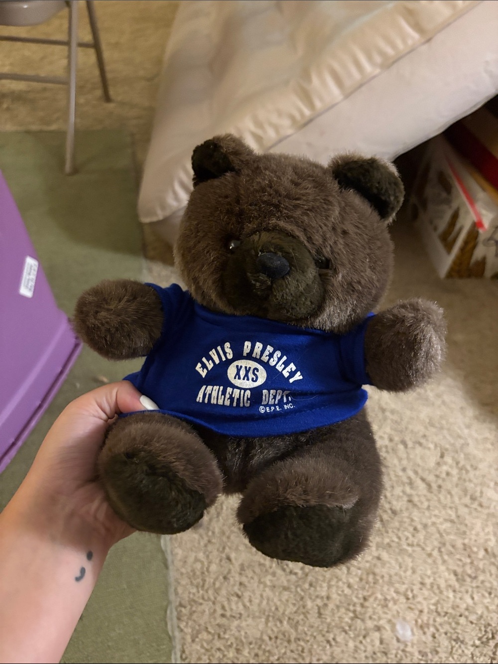 Elvis Presley Brown Plush Bear in Blue Tee